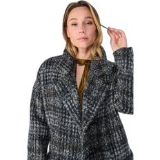 Manteaux Le temps des cerises Manteau Long Aklys À Motif Carreaux - Noir