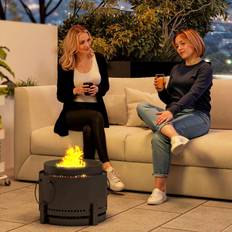 Metal Fire Pits & Fire Baskets OutSunny 37cm Smokeless Wood Burning Firepit Dark Grey