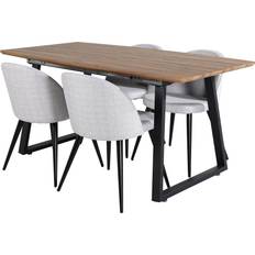 Svart Bordsgrupper Venture Home Inca Matgrupp 160 cm Rektangulär med 4 Velvet Stolar Bordsgrupp