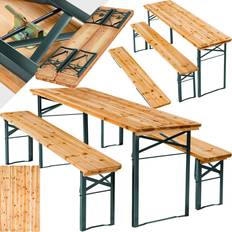 tectake Picnic Table and Benches Sissi 3-Piece Foldable Brown