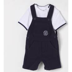Drenge - M Jumpsuits BOSS Latzhosen Og T-shirt Sæt Bomuld Korte Ærmer - Navy Hvid