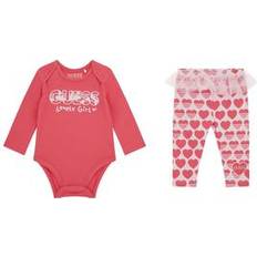 M Other Sets Children's Clothing Guess Long-sleeved Bodysuit And Joggers Set - Rose