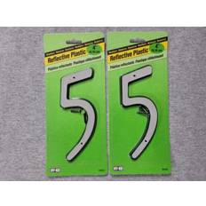 White Facade Numbers Hy-Ko House Address Number 5 White Reflective Plastic 4 Inches Tall 2 Pack