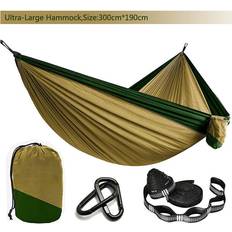 Green Hammocks Greenzech Solid Color Parachute Hammock with Hammock Straps and Black Carabiner