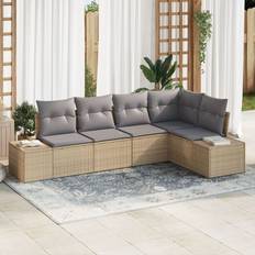 vidaXL 5-Delt Have Sofa Sæt Med Puder Beige Poly Rattan Loungesæt