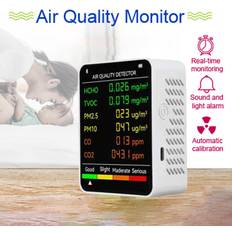 Luftkvalitetsmålere Zeblaze 6 i 1 PM2.5 PM10 HCHO TVOC CO CO2 Multifunksjonell Luftkvalitetsdetektor Hvit