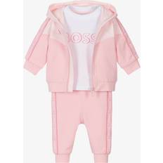 Organic Tracksuits BOSS Baby Tracksuit Three Piece Set - Pink/White