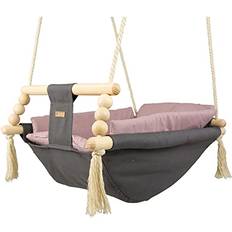 Rosa Babygungor Velinda Babyschaukel Kleinkindschaukel Babyliegeschaukel Stoffschaukel Babywippe Wiege Muster grau rosa
