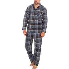 Mens Flannel Pyjama Set 100% Cotton - Grey