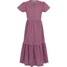 Knee Length Dresses - Purple Regatta Womens Orla Kiely Jasmine Flower Tiered Midi Dress - Womens