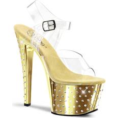 Pleaser High-Heels Plateausandaletten - Klar Gold/Chrom