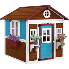 Playhouse on sale OutSunny Kids Wooden Playhouse w/ Doors Dark Brown