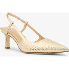 40 ½ Pumps Michael Kors Alora Metallic Snake Embossed Leather Slingback Pump - Gold