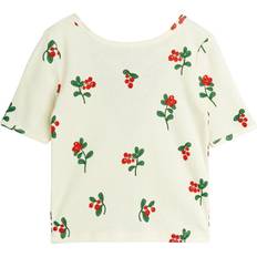 92/98 T-shirts Mini Rodini Lingonberries Aop Ballet Short Sleeve Tee - Vit