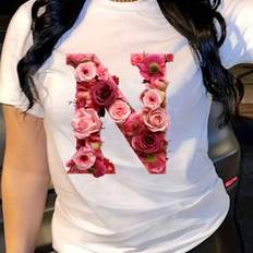Shein Valentine's Day Gifts Crew T-Shirt - Unisex Rose/Letter