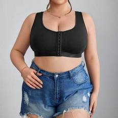 5XL Bras Shein Plus Size Simple Solid Front-Closure Bralette Camisole