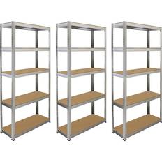 Silver Shelves Monster Racking 6 Silver Units 5 Tier Garage Storage Warehouse 90 x 30 x 180 cm Shelving System