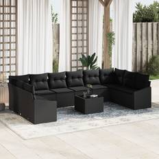 vidaXL 11 Stykker Have Sofa Set med Puder Beige Poly Rattan Loungesæt