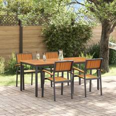 vidaXL 5 Piece Garden Solid Wood Acacia Metal Patio Dining Set