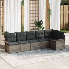 vidaXL 6 Deles Have Sofa Sæt med Puder Grå Polyrattan Loungesæt