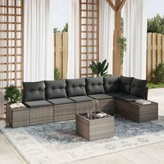vidaXL 6-delt Have Sofa Sæt med Puder Sort Polyrattan Loungesæt