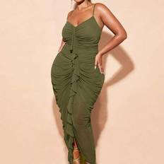 Shein Plus Size Women Ruched Tight Bodice - Sexy Elegant