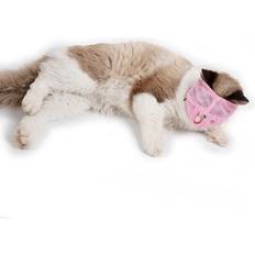 Adjustable Anti Bite Mesh Cat Mouth Cover for Cats Kittens Pink