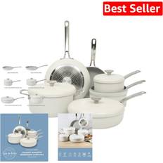 Cookware Sur La Table Potluck Porch 10 Piece Ceramic Non Stick Cookware Set with lid 10 Parts