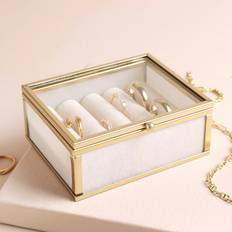 Gold - Women Jewellery Storage Lisa Angel Mini Glass Jewellery Box - Beige/Gold