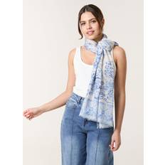 White Scarfs Blue Vanilla Womens Printed Scarf -