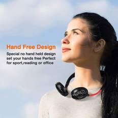 Neck Fans Jardiboutique Portable USB Fan Rechargeable Neckband Dual Cooling Neck Hanging Fans