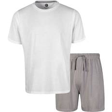 Light & Shade And Mens Crew Neck Short Pyjama Set White/Light Grey