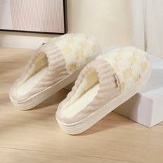 Shein Varma Plysch Slip-On House Tofflor - Vitt
