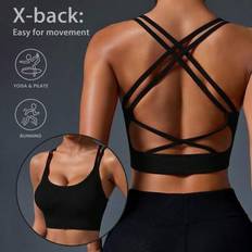 Shein Överdelar Shein Sömlös Crossover Strap Sport Camisole - Svart
