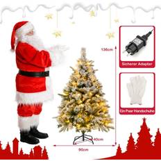 136cm Konstgjord Med Snö 150 Varmvita LED-Lampor Grönt