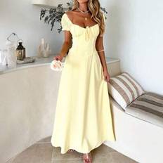 Shein Damen Boho-Stil Rückenfreies Neckholder Strandkleid - Unifarbe