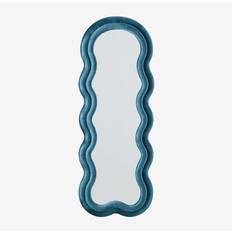 Sklum 60x160 cm Rivestito Evelyn Velluto Blu Turchese Intenso Specchio da Parete