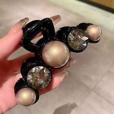 Hårprodukter Shein Faux Pearl Crystal Hair Claw Clip Stor Storlek High-End Mångsidig Hårklo - Svart
