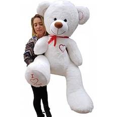 Velinda Gigantisk Teddybjörn 75+85 cm Vit Och Röd