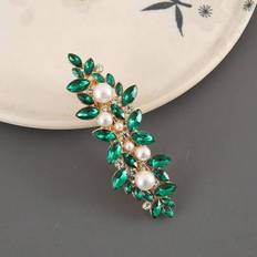 Hårprodukter Shein Fashionabla Elegant Vintage Resin Crystal Pearl Hårklämma Grönt och Vitt