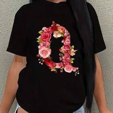 Shein Valentine's Day Gifts Crew T-Shirt - Unisex Rose/Letter