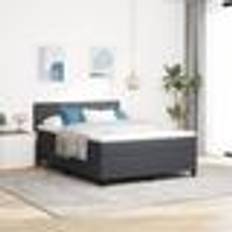 Senge & Madrasser vidaXL Box Spring Seng med Madras 140x200 cm Mørkegrå Sengesæt