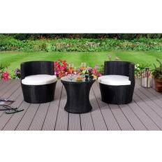 Bistro Sets on sale Comfy Living 3 Piece Rattan Patio Garden Furniture And Black One Size Bistro Set, Table incl. 2 Chairs