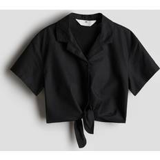 Flickor Skjortor Barnkläder H&M Croppad Skjorta Med Knytdetalj - Svart