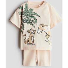 H&M Baby 2-Delat Bomullsset Med Tryck - Ljus Persikorosa/Lejonkungen