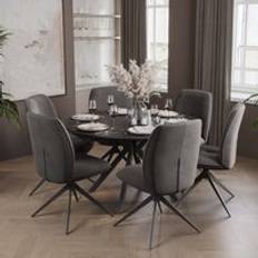 Indus Valley Camden 4-6 Seater Black Round Extendable Table Dining Set