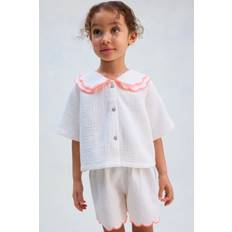 H&M Flicka 2-delat Set I Bomullsmuslin - Vit/Persika