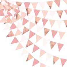 Garlands & Confetti on sale Shein Rose Gold Party Decorations Dusty Blush Pink Pennant Banner Paper Triangle 3m
