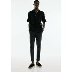 H&M Herre Bukser H&M Sort Cropped Bukser I Bomuld - Regular Fit