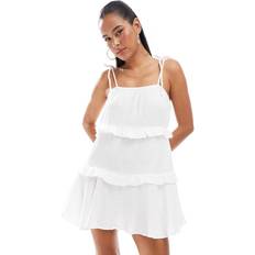 New Look Tiered Mini Sundress - White